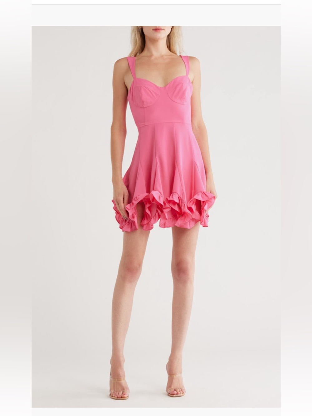 Hutch scallop hem Pink Ruffle-Hem Fit & Flare Dress